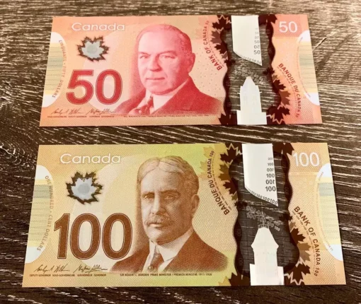 Fake 100 Canadian Dollar bills photo